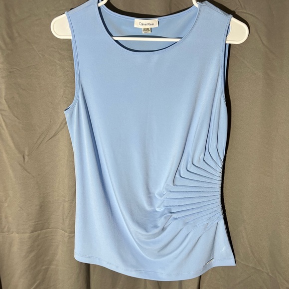 Calvin Klein Tops - Calvin Klein Light Blue Ruched Sleeveless Tank Top size Medium